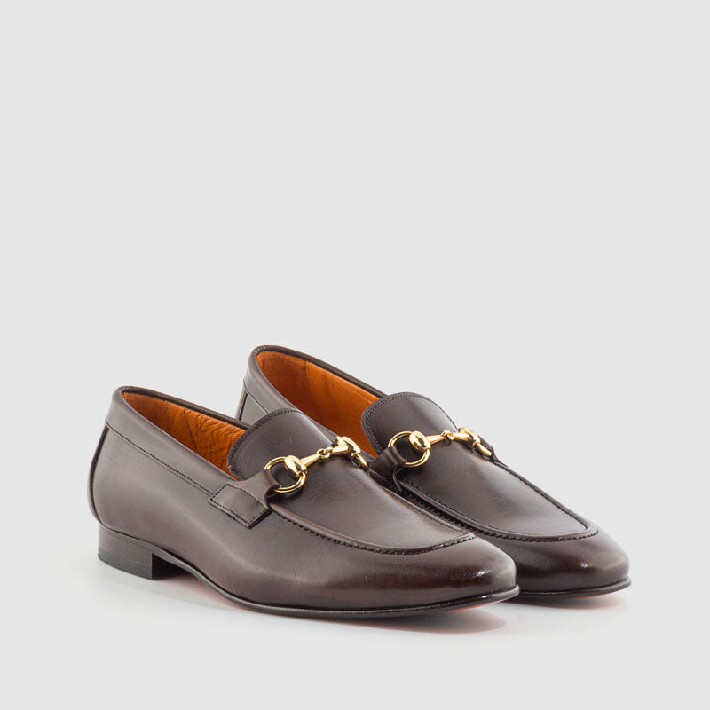 MOCASIN ESTRIBO PIEL MARRON