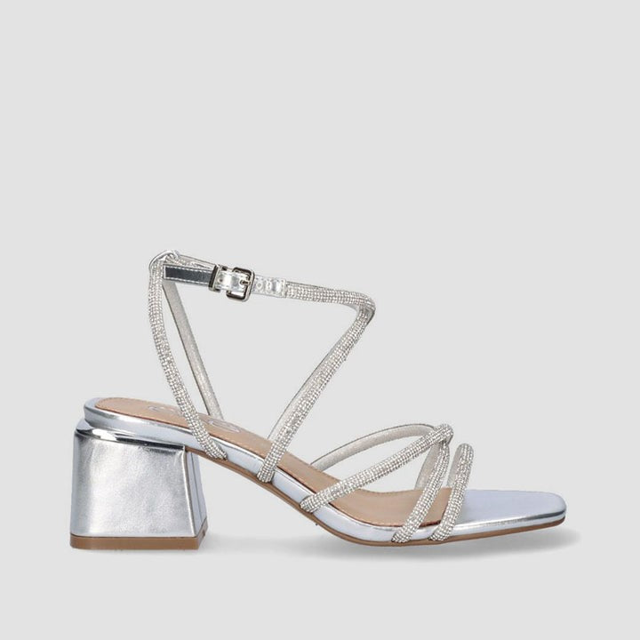 SANDALIA STRASS PIEL SILVER