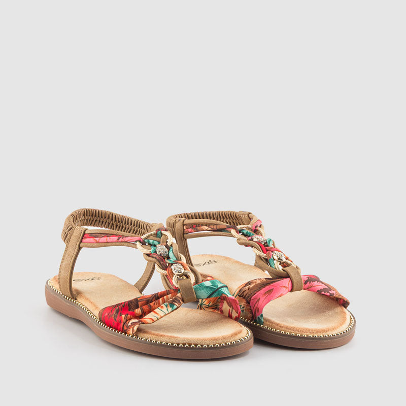 SANDALIA TRENZA PIEL CAMEL