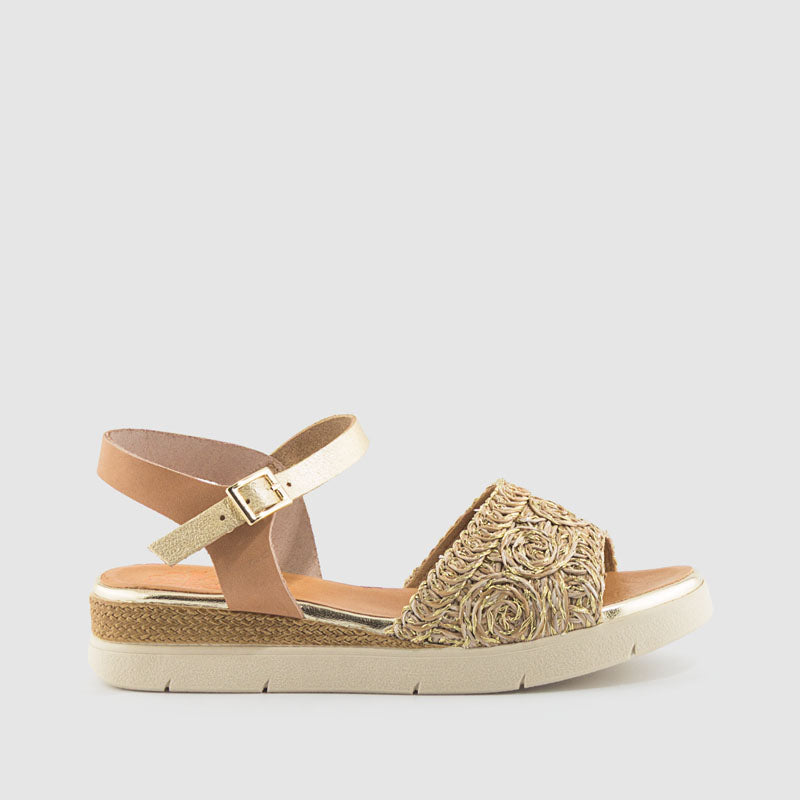 SANDALIA RAFIA PIEL TAUPE