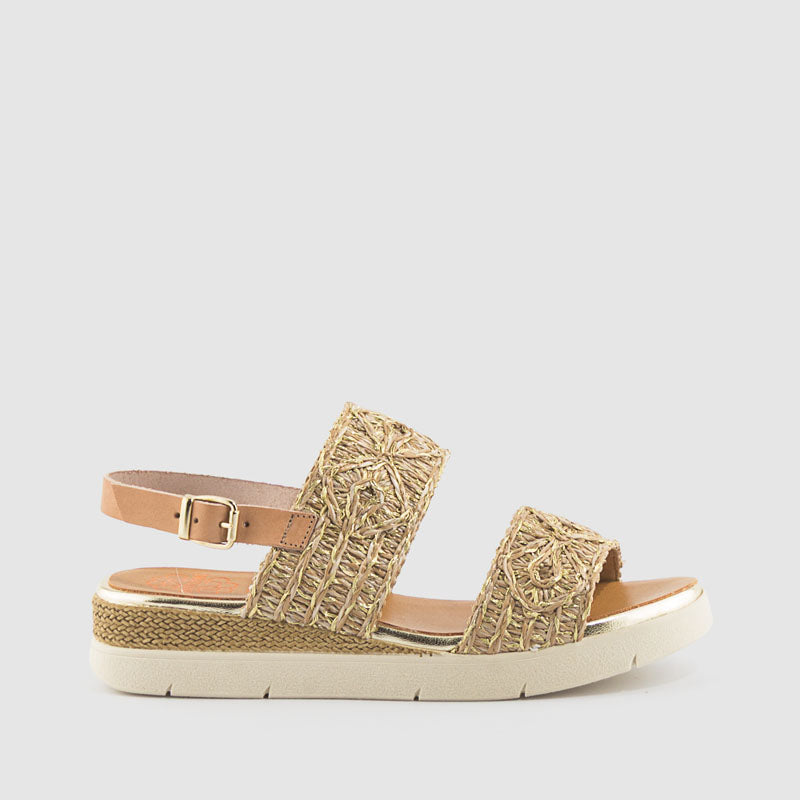 SANDALIA RAFIA PIEL TAUPE