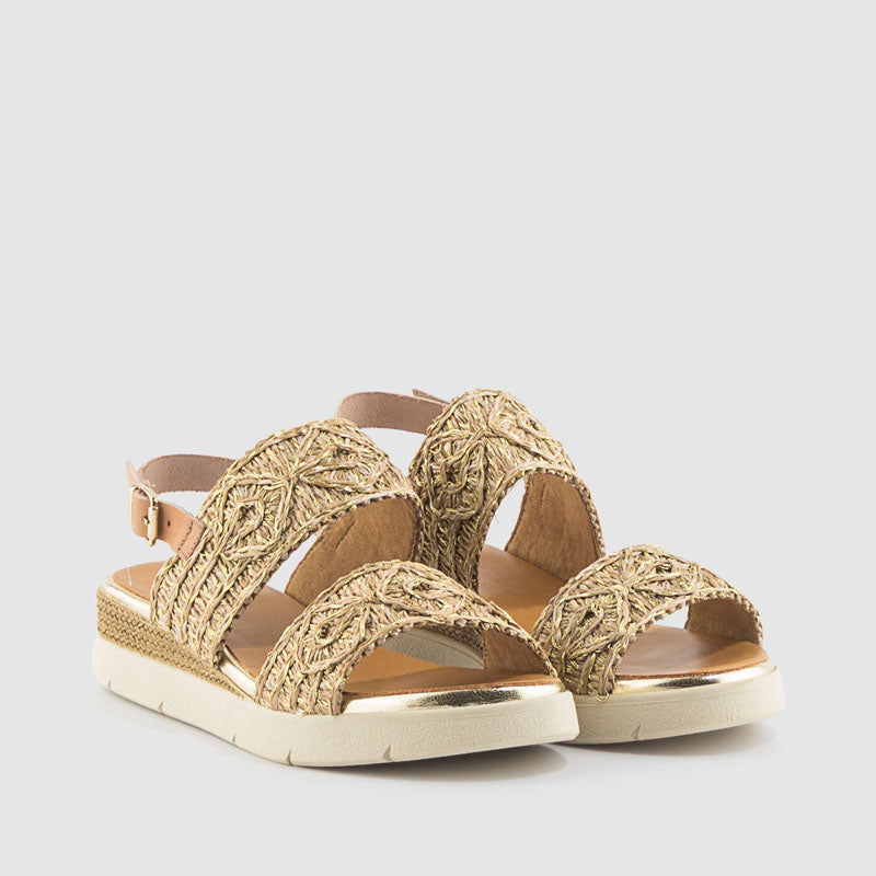 SANDALIA RAFIA PIEL TAUPE