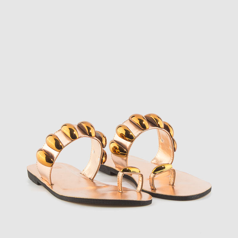 SANDALIA PIEDRAS PIEL BRONCE