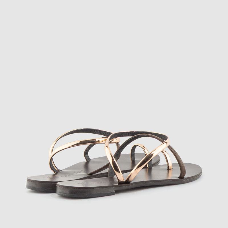 SANDALIA PIEL MARRON ORO