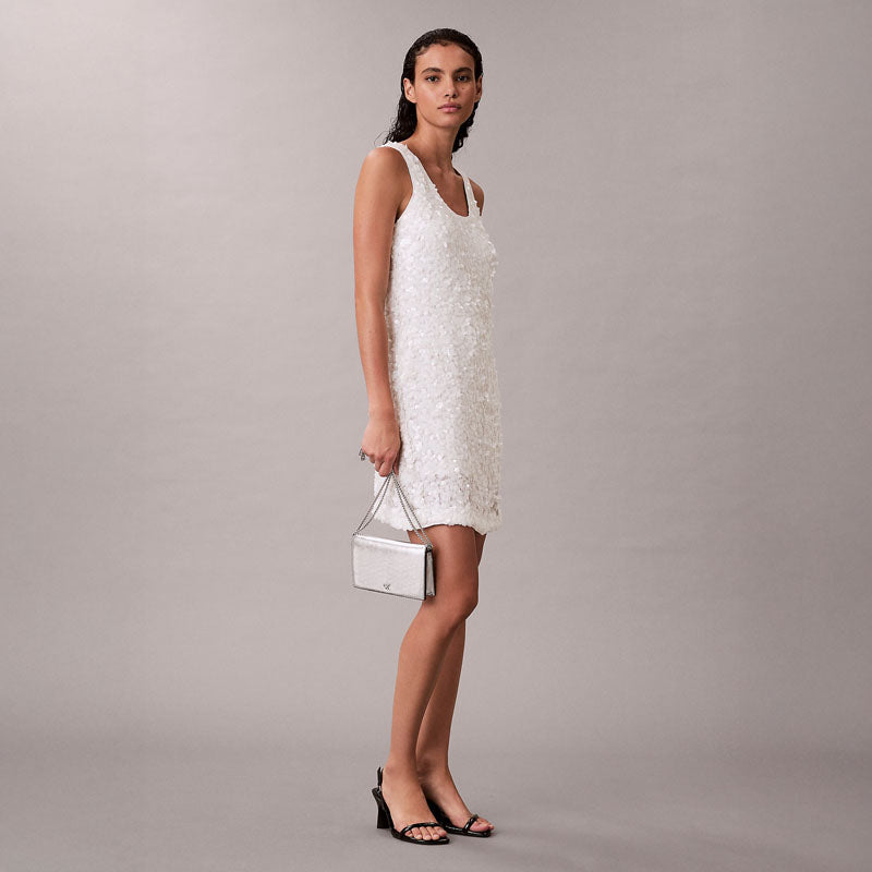 CK METALLIC WALLET ON CHAIN