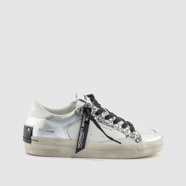 DEPORTIVO PIEL NEGRO-GLITTER PLOMO