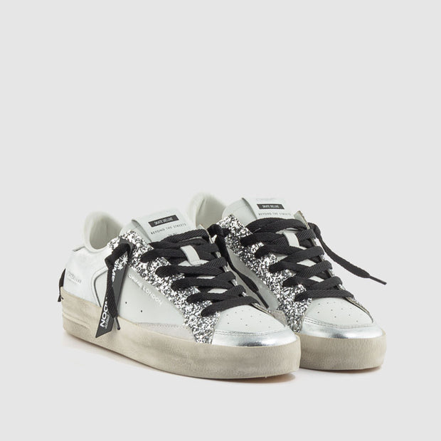 DEPORTIVO PIEL NEGRO-GLITTER PLOMO