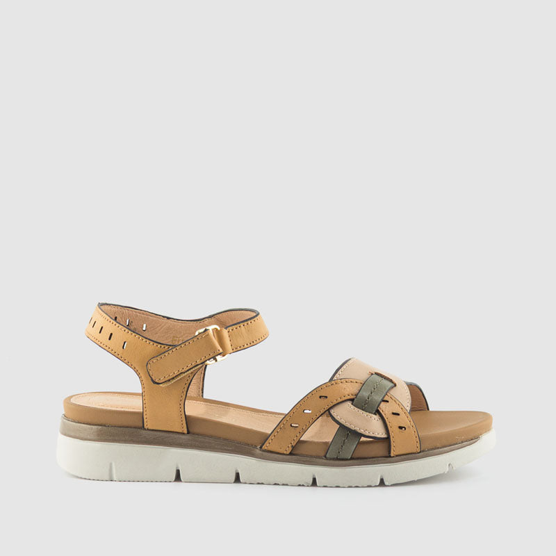 SANDALIA PIEL KAKI TAUPE CUERO