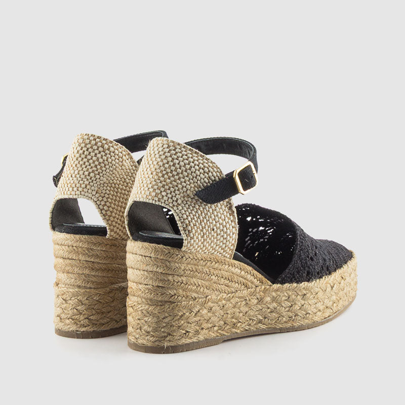 VALENCIANA CUÑA YUTE CROCHET BLACK