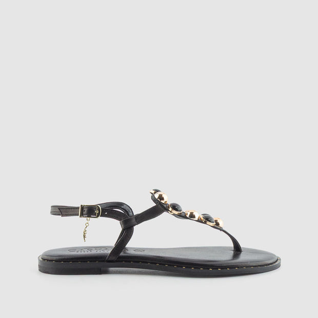 SANDALIA PIEDRAS PIEL BLACK