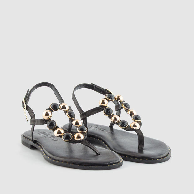 SANDALIA PIEDRAS PIEL BLACK