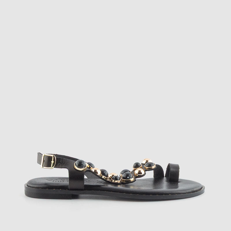 SANDALIA PIEDRAS PIEL BLACK