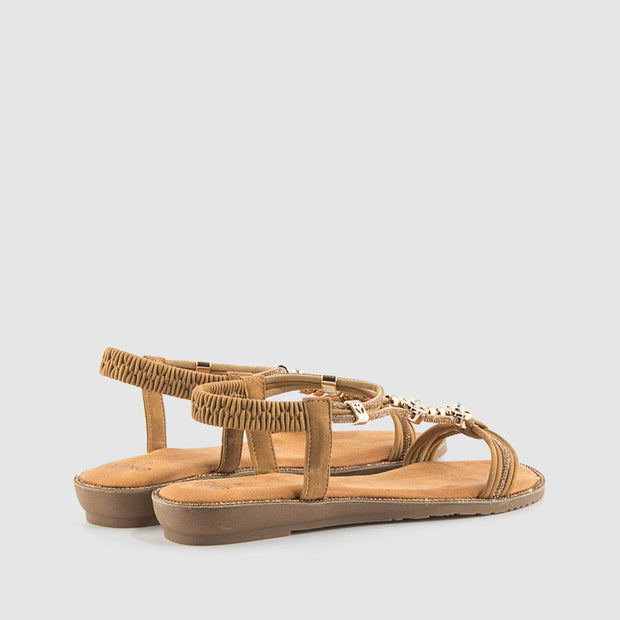 SANDALIA STRASS PIEL CAMEL