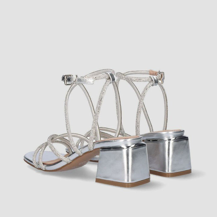 SANDALIA STRASS PIEL SILVER