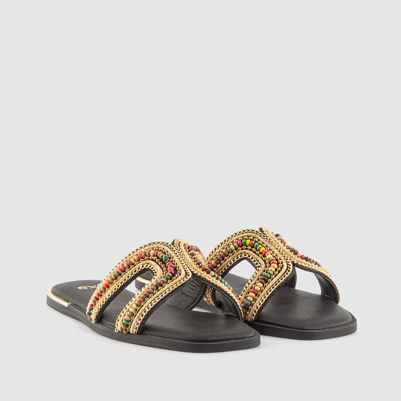 SANDALIA BOLAS PIEL BLACK