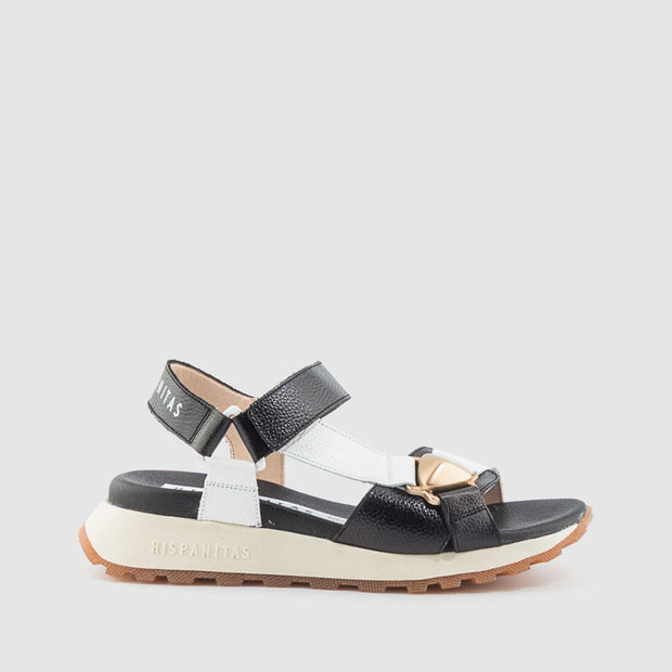 SANDALIA PIEL BLACK WHITE