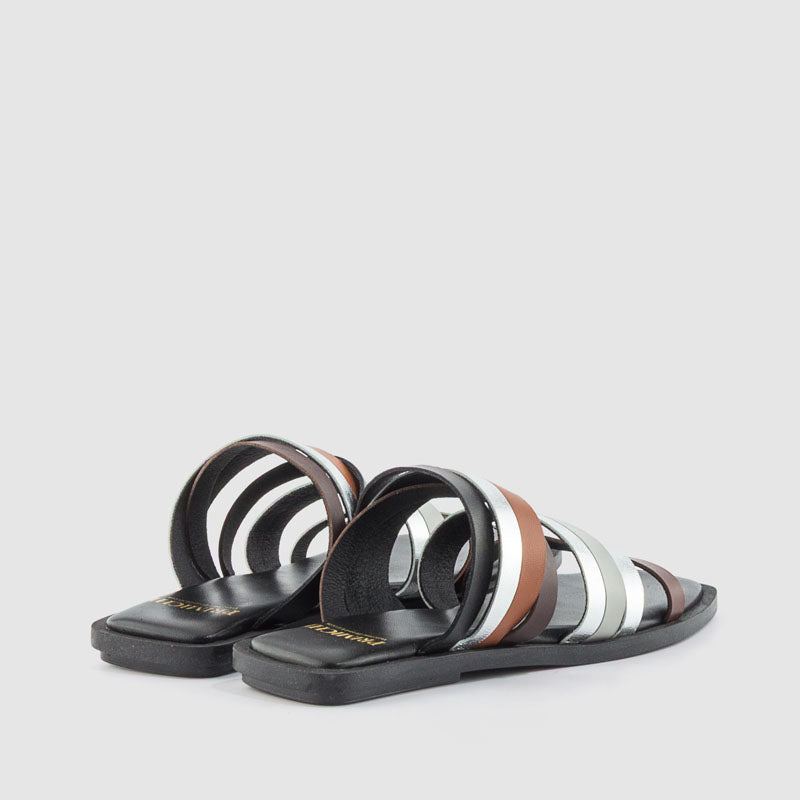 SANDALIA TIRAS MULTI METAL