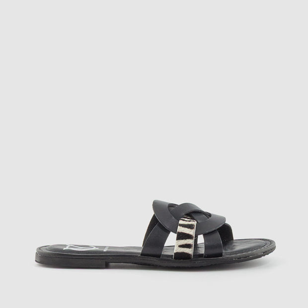 SANDALIA PIEL NEGRO CEBRA