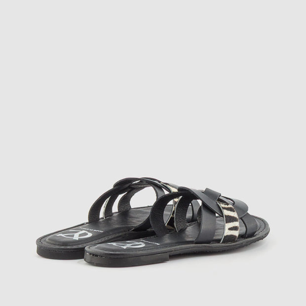 SANDALIA PIEL NEGRO CEBRA