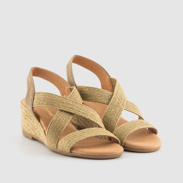 SANDALIA ALPARGATA CUÑA YUTE ELASTICOS ANTE TAUPE