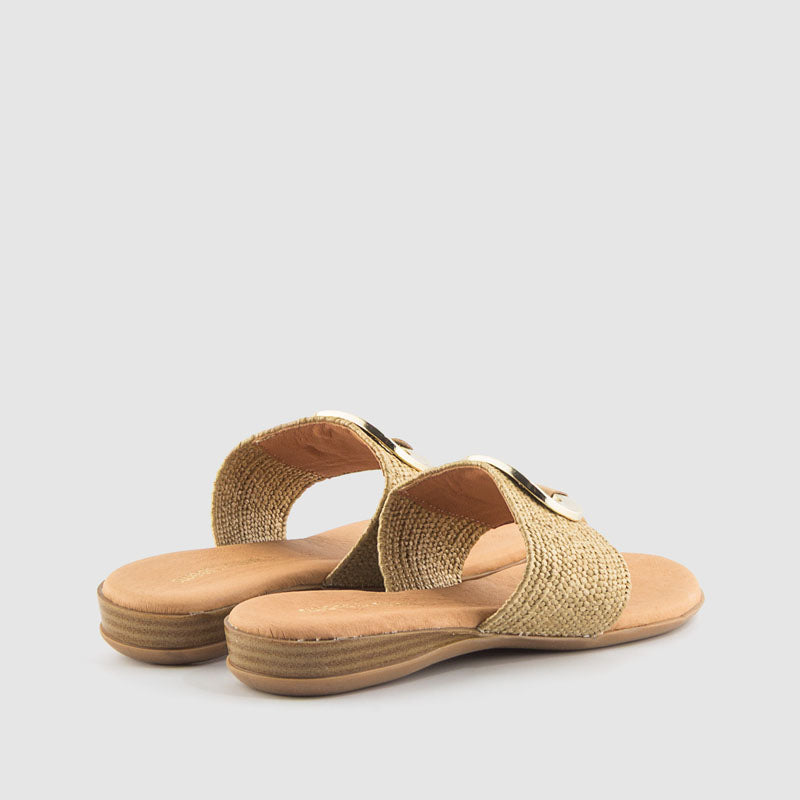 Sandalia esclava plana rafia strech taupe