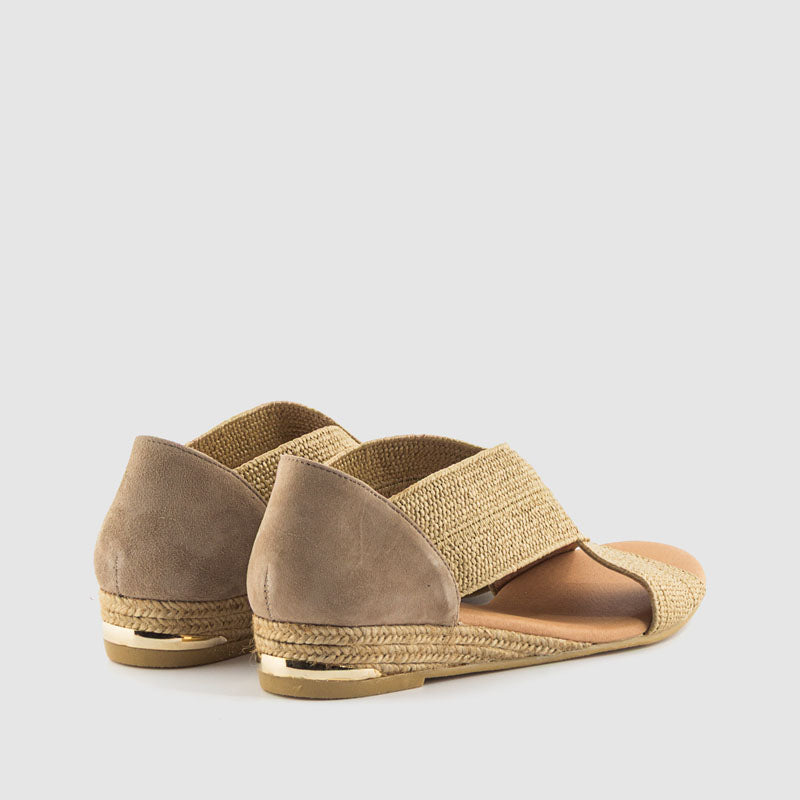 Sandalia cuña rafia strech taupe