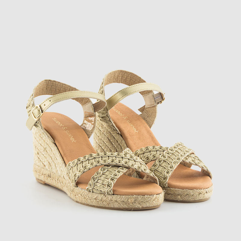 SANDALIA TRENZA PIEL PLATINO