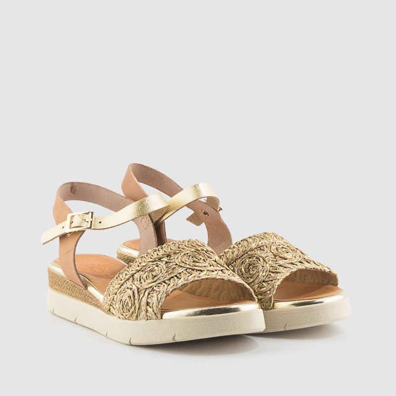 SANDALIA RAFIA PIEL TAUPE
