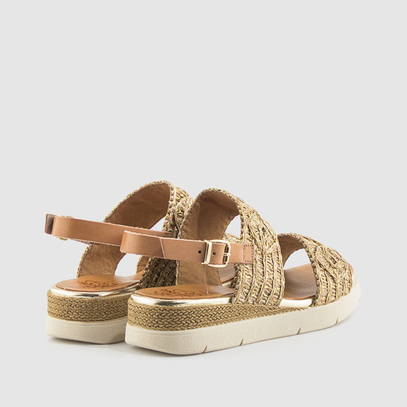SANDALIA RAFIA PIEL TAUPE