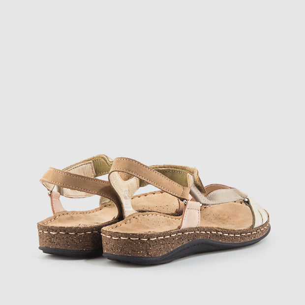 SANDALIA PIEL TAUPE