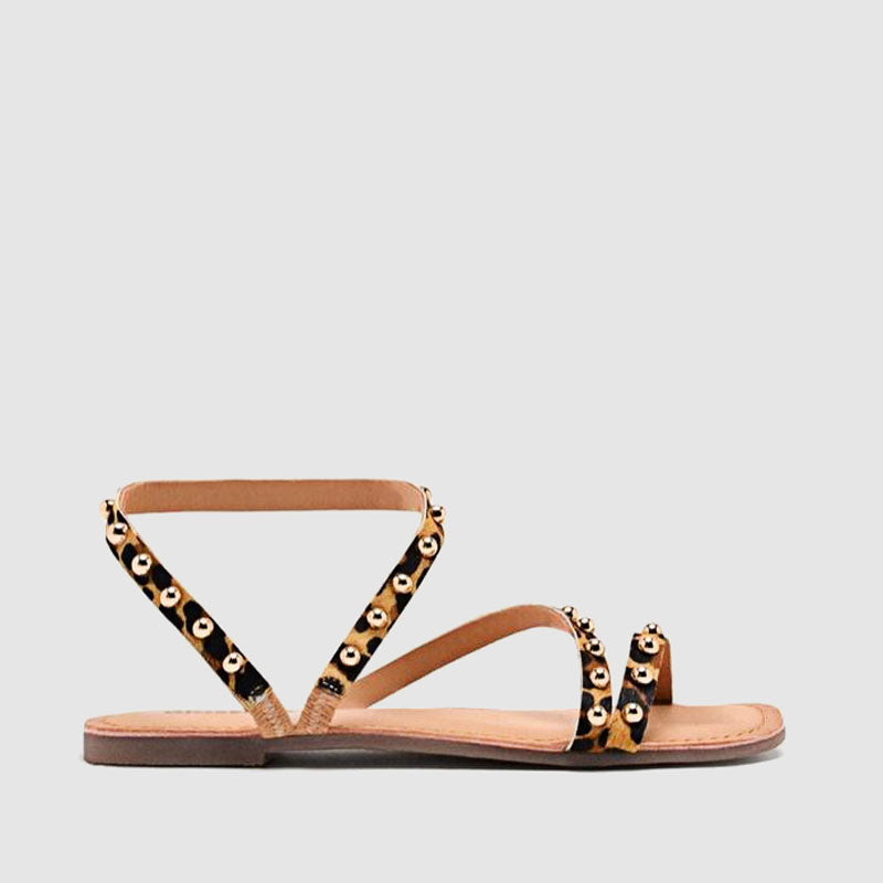 SANDALIA TACHAS PIEL LEOPARDO
