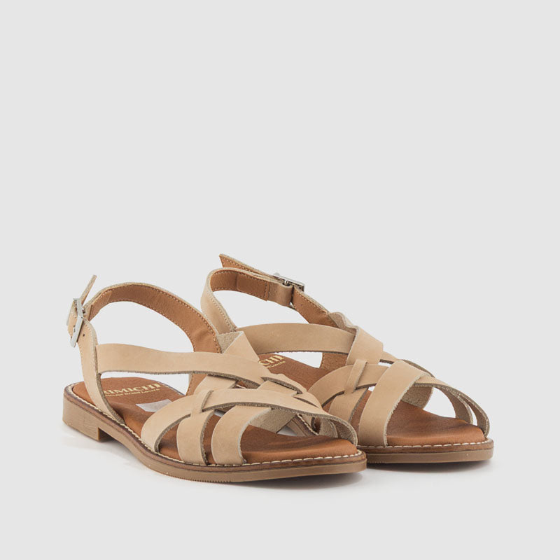 SANDALIA TIRAS NOBUCK TAUPE