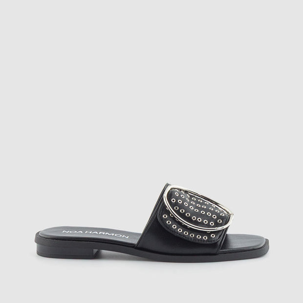 SANDALIA MINIOJETES PIEL NEGRO