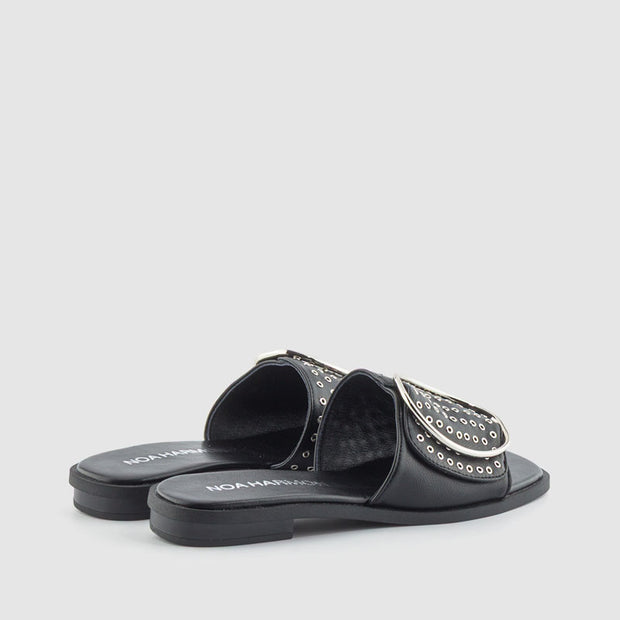 SANDALIA MINIOJETES PIEL NEGRO