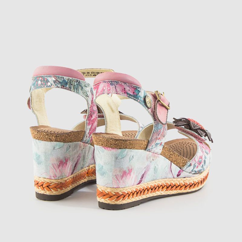 SANDALIA FLOR PIEL ROSA