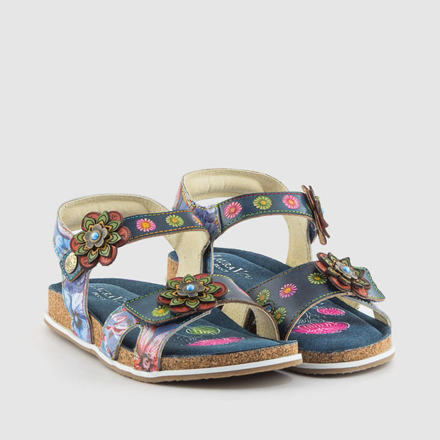SANDALIA 3 FLOR PIEL JEANS