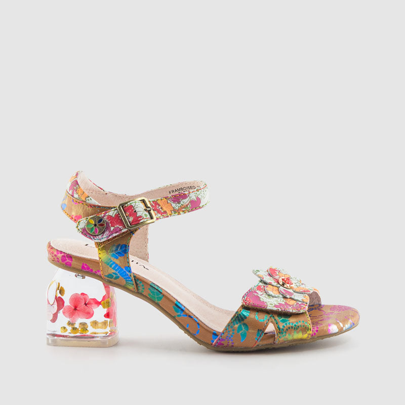 SANDALIA TACON METACRILATO PIEL AMBAR