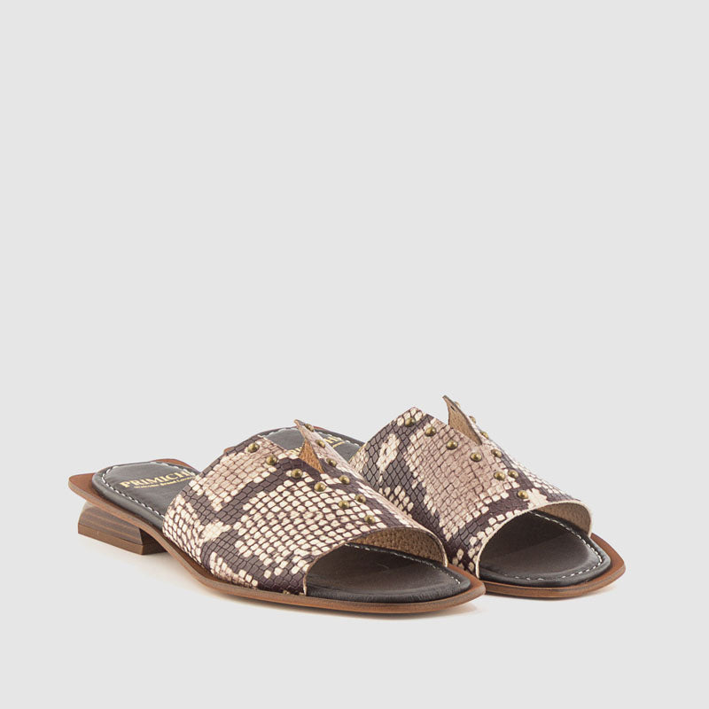 SANDALIA PIEL SERPIENTE CAMEL