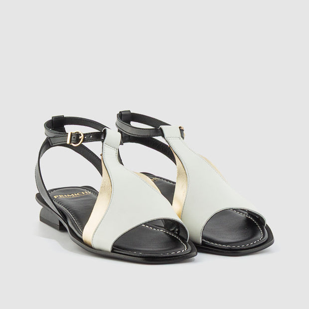 SANDALIA PIEL OFF PLATINO NEGRO