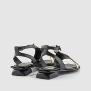 SANDALIA PIEL OFF PLATINO NEGRO
