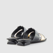 SANDALIA PIEL OFF PLATINO NEGRO