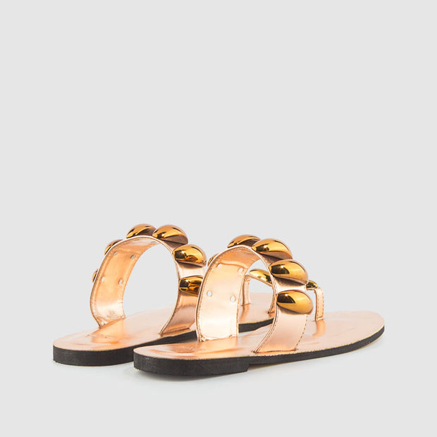 SANDALIA PIEDRAS PIEL BRONCE