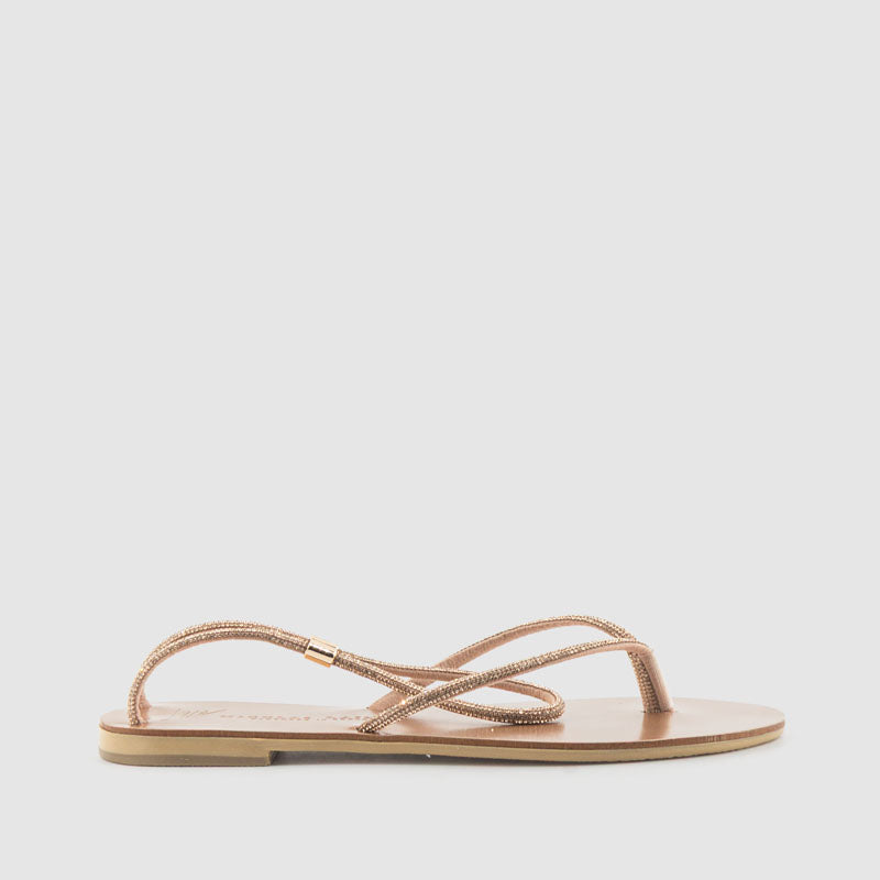 SANDALIA PIEL STRASS COOPER BRONCE