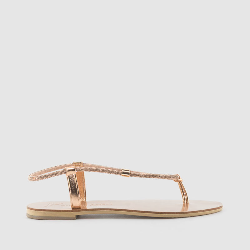 SANDALIA STRASS PIEL ROSA