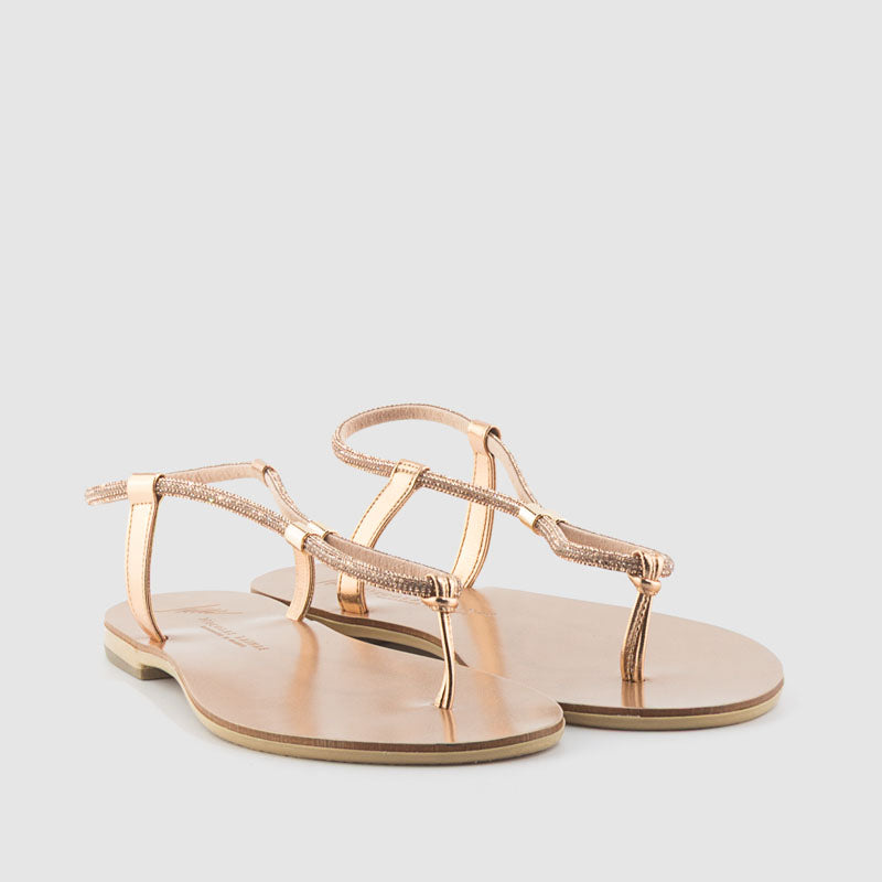 SANDALIA STRASS PIEL ROSA