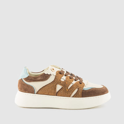 DEPORTIVO PIEL BLANCO MARRON
