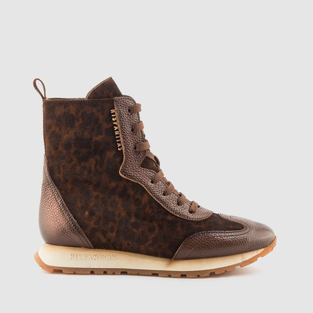 BOTIN PIEL AVELLANA LEOPARDO