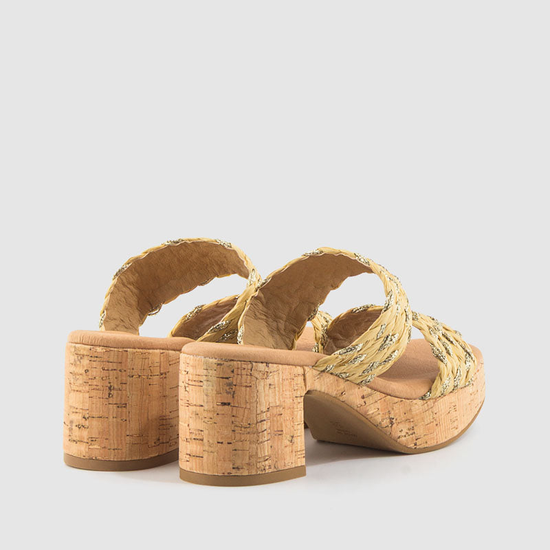 SANDALIA RAFIA NATURAL PLATINO