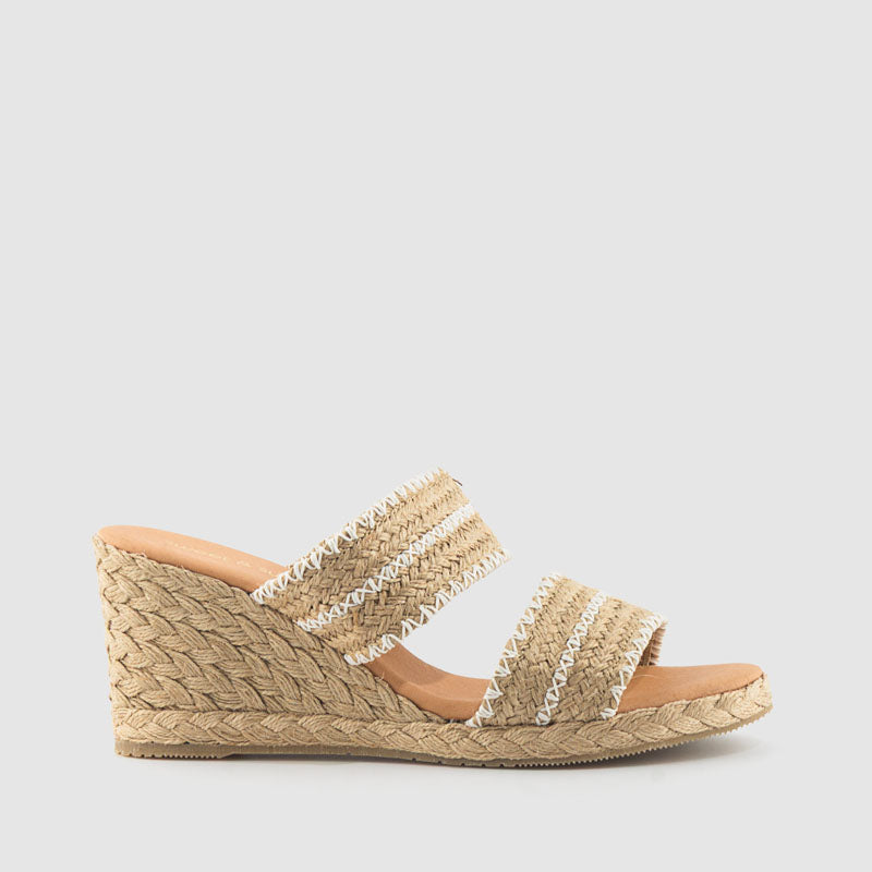 SANDALIA CUÑA  RAFIA NATURAL WHITE