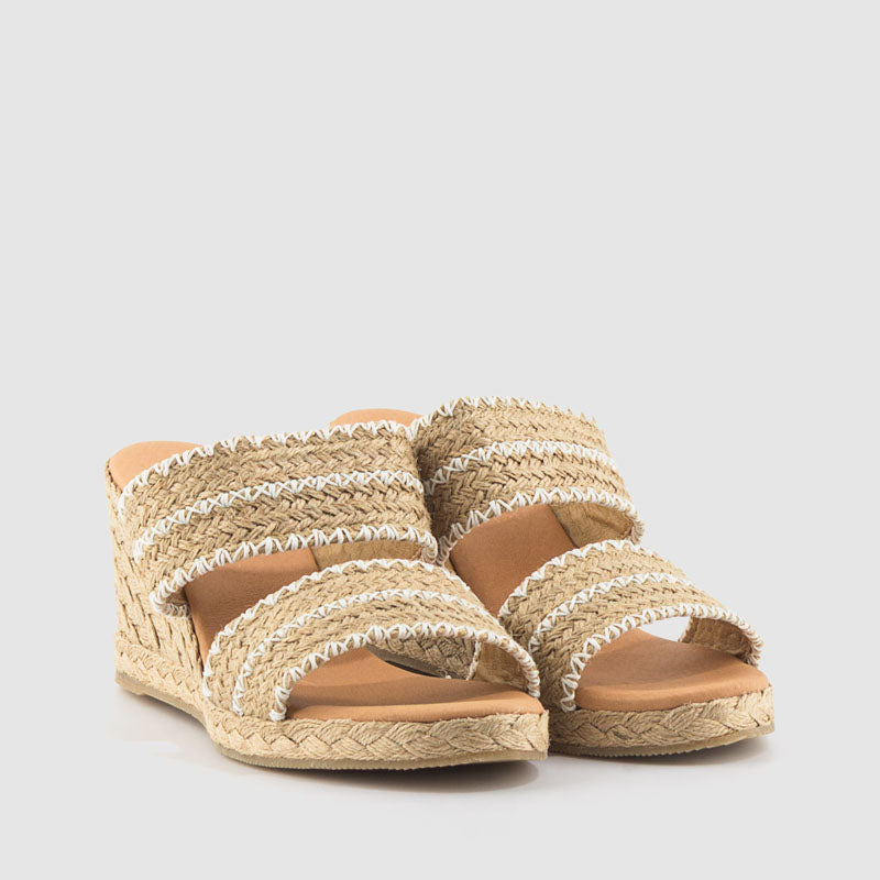 SANDALIA CUÑA  RAFIA NATURAL WHITE